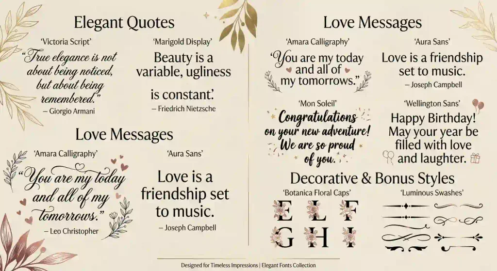 Elegant Fonts for Quotes, Love, and Special Messages